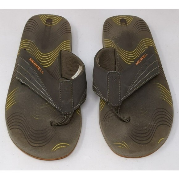 Merrell Flip Flop Sandals Thong‎ Mens Size 7 Brown Bungee Cord - Picture 1 of 8